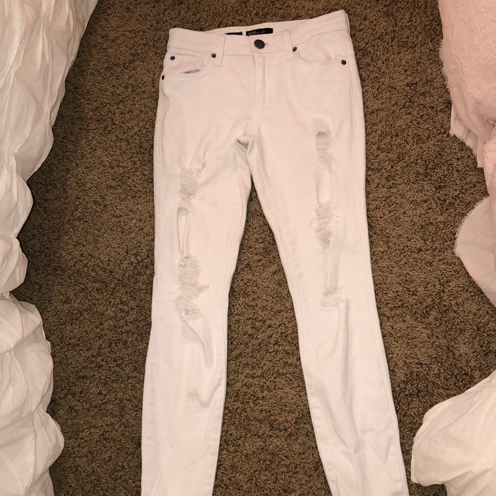 White Ripped Denim Skinny Jeans